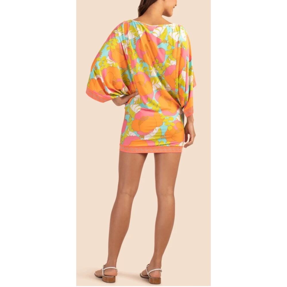 TRINA TURK Playa De Flor Tunic Caftan Swimsuit CoverUp Small Resort Floral $152